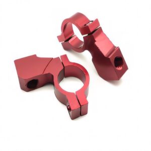 סט מתאמי אלומיניום cnc למראות כידון (זוג) – חבקים אדומים 22 מ"מ (7/8") לאופנועים, אופניים חשמליים וקורקינטים